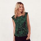 Women's Lc Lauren Conrad Pleated Top, Size: Small, Dark Green