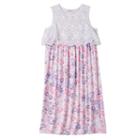 Girls 4-6x Design 365 Lace & Floral Popover Maxi Dress, Girl's, Size: 4, Light Pink