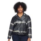 Plus Size Rock & Republic&reg; Tie-dye Faux-leather Moto Jacket, Women's, Size: 1xl, Black