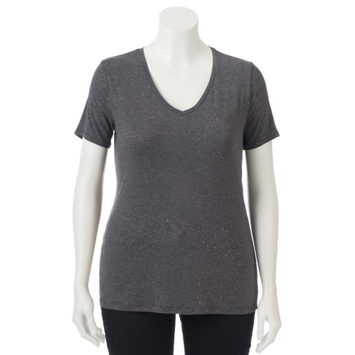 Plus Size Apt. 9&reg; Essential V-neck Tee, Women's, Size: 0x, Blue (navy)