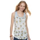 Juniors' Candie's&reg; Print Mixed-media Tank, Teens, Size: Medium, Light Blue