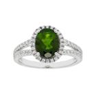 Sterling Silver Chrome Diopside & White Zircon Halo Ring, Women's, Size: 8, Grey