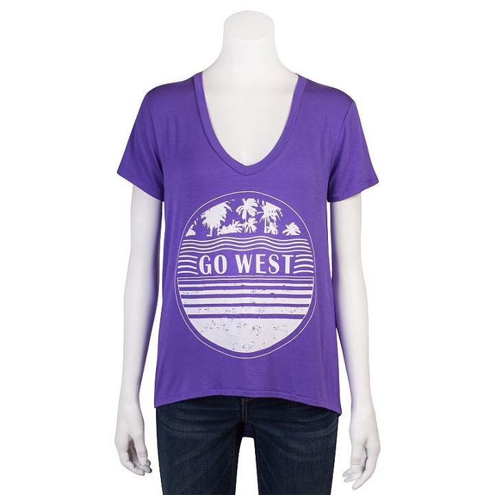 Juniors' Grayson Threads High-low V-neck Graphic Tee, Girl's, Size: Xs, Brt Purple