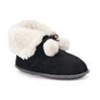 Cuddl Duds Women's Pom Pom Bootie Slippers, Size: Medium, Black