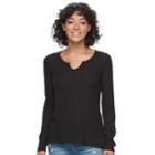 Juniors' So&reg; Waffle-knit Top, Teens, Size: Small, Black