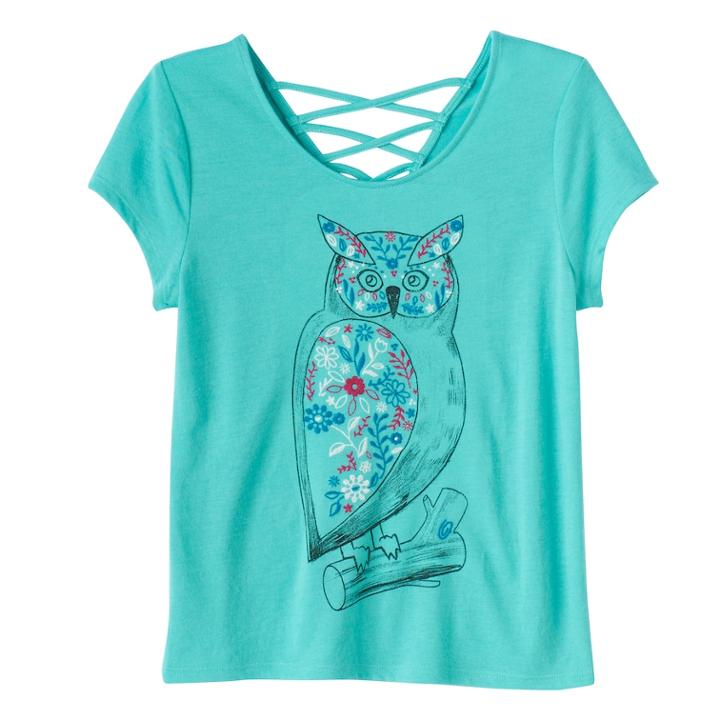 Girls Plus Size Mudd&reg; Criss-cross Lattice Back Tee, Size: 18 1/2, Grey Other