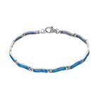 Sterling Silver Lab-created Blue Opal Wavy Bar Link Bracelet, Women's, Size: 7.5