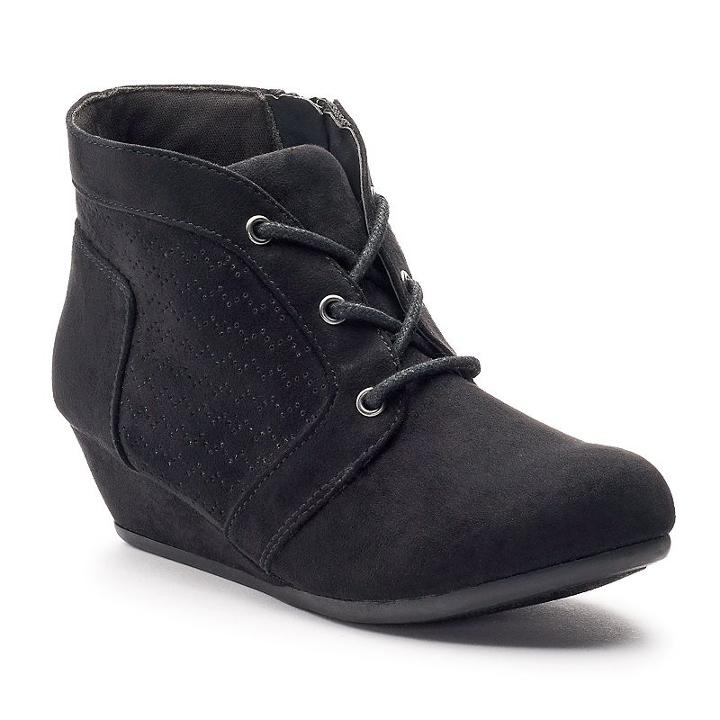 So&reg; Julie Girls' Wedge Ankle Boots, Girl's, Size: 5, Black