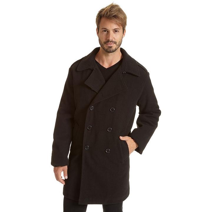 Big & Tall Excelled Double-breasted Wool-blend Military Peacoat, Men's, Size: 4x Big, Black