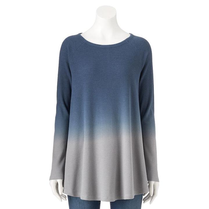 Women's Olivia Sky Ombre Textured Tee, Size: Medium, Med Grey