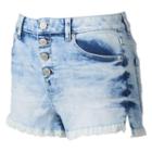 Juniors' Mudd&reg; High Waist Frayed Shortie Shorts, Girl's, Size: 3, Light Blue