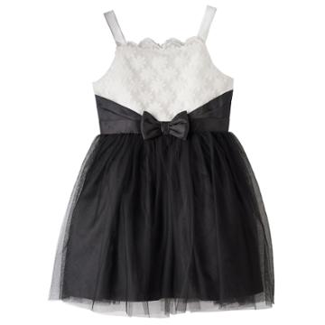Girls 7-16 Lilt Black & White Scalloped Neck Dress, Size: 8, White Oth