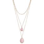 Mudd&reg; Pink Teardrop Pendant Layered Necklace, Women's, Med Pink