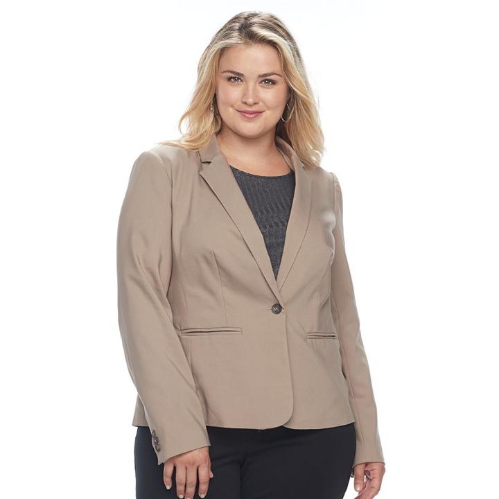 Plus Size Apt. 9&reg; Torie Solid Blazer, Women's, Size: 22 W, Brown Oth