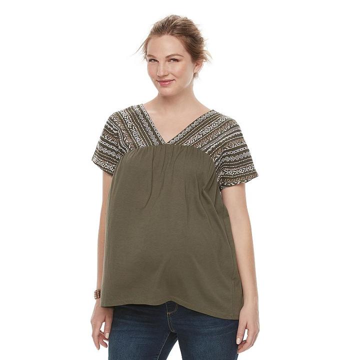 Maternity A:glow Embroidered Dolman Tee, Women's, Size: Xl-mat, Green