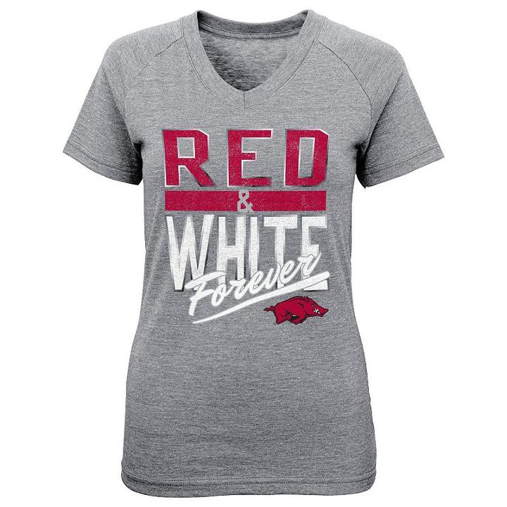 Girls 4-6x Arkansas Razorbacks Palladium Tee, Girl's, Size: L (6x), Med Grey
