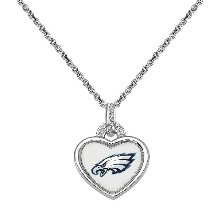 Philadelphia Eagles Heart Pendant Necklace, Women's, Size: 18, White