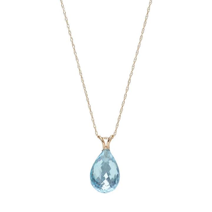 14k Gold Blue Topaz Briolette Pendant Necklace, Women's, Size: 18