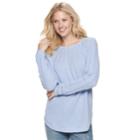Women's Sonoma Goods For Life&trade; Cable Knit Yoke Crewneck Sweater, Size: Large, Light Blue