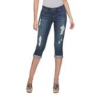 Petite Women's Jennifer Lopez Destructed Capri Jeans, Size: 2 Petite, Med Blue