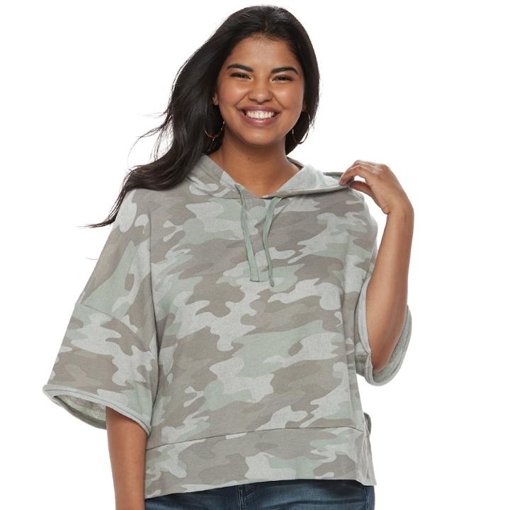 Juniors' Plus Size So® Hooded Crop Sweatshirt, Size: 2xl, White