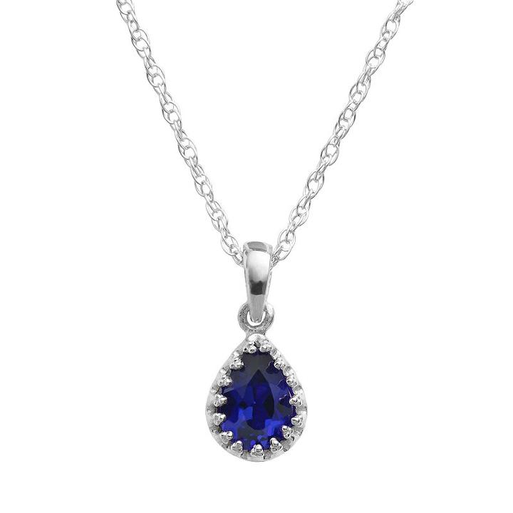 Tiara Sterling Silver Lab-created Sapphire Teardrop Pendant, Women's, Size: 18, Blue