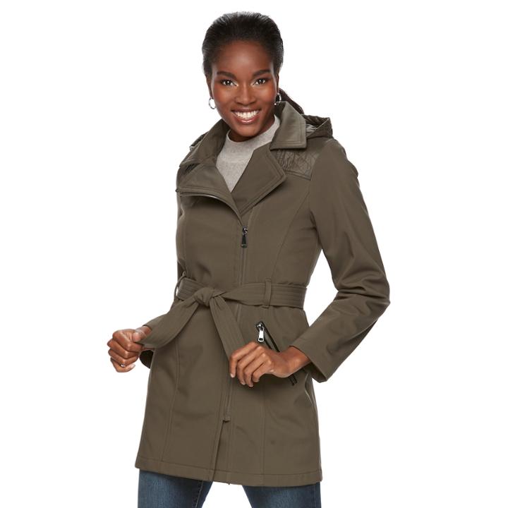 Women's Sebby Collection Soft Shell Rain Jacket, Size: Xl, Green Oth