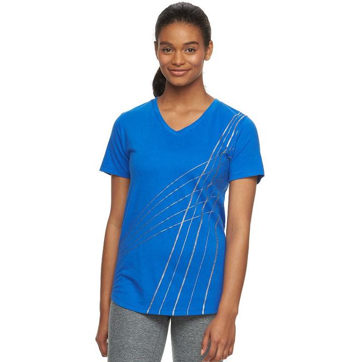 Women's Tek Gear&reg; Dry Tek V-neck Tee, Size: Xl, Blue (navy)