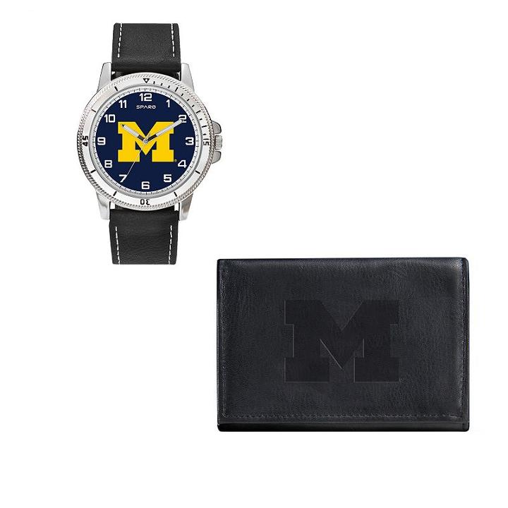 Michigan Wolverines Watch & Trifold Wallet Gift Set, Boy's, Black