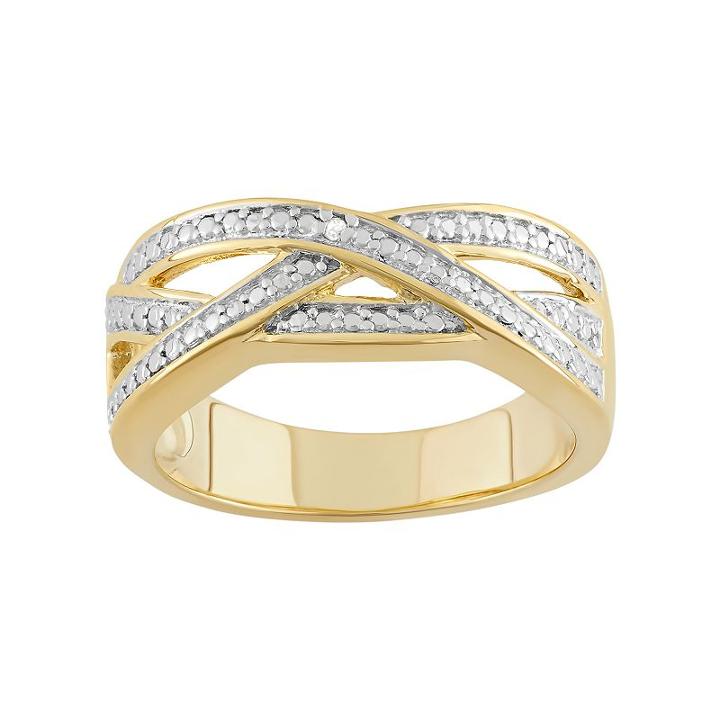 18k Gold Over Silver Openwork Ring, Women's, Size: 7, Yellow