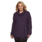 Plus Size Croft & Barrow&reg; Fringe Cowlneck Sweater, Women's, Size: 3xl, Purple Oth