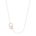 Silver Expressions By Larocks Two Tone Interlocking Heart Necklace, Women's, White