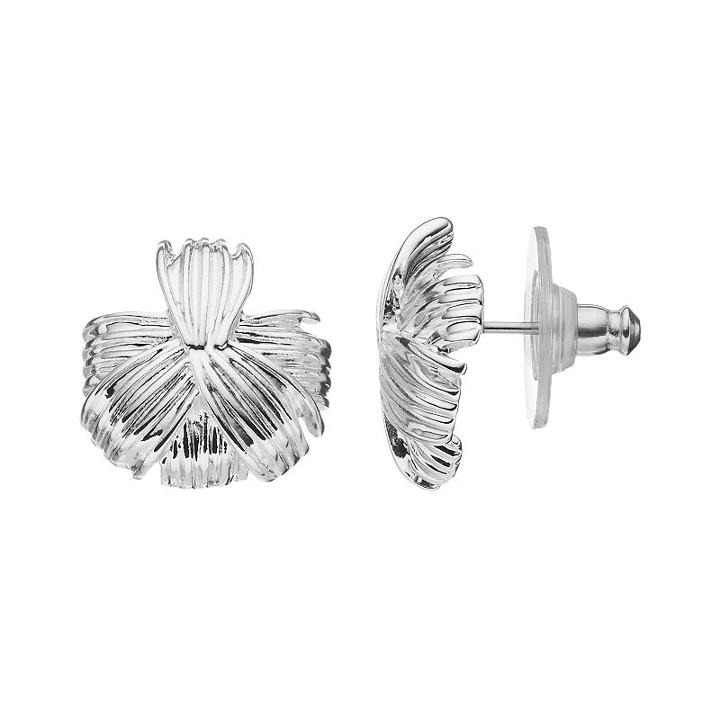 Dana Buchman Textured Fan Nickel Free Drop Earrings, Women's, Silver