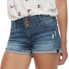 Juniors' Vanilla Star Triplestack High-waisted Denim Shortie Shorts, Teens, Size: 3, Med Blue