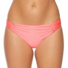 Women's Aqua Couture Shirred Hipster Bikini Bottoms, Size: Xl, Light Pink