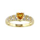 Yellow Sapphire & Diamond Accent 10k Gold Heart Ring, Women's, Size: 5