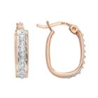 Diamond Mystique 18k Rose Gold Over Silver Diamond Accent U-hoop Earrings, Women's, Multicolor