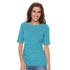 Women's Croft & Barrow&reg; Striped Boatneck Knit Top, Size: Xxl, Turquoise/blue (turq/aqua)