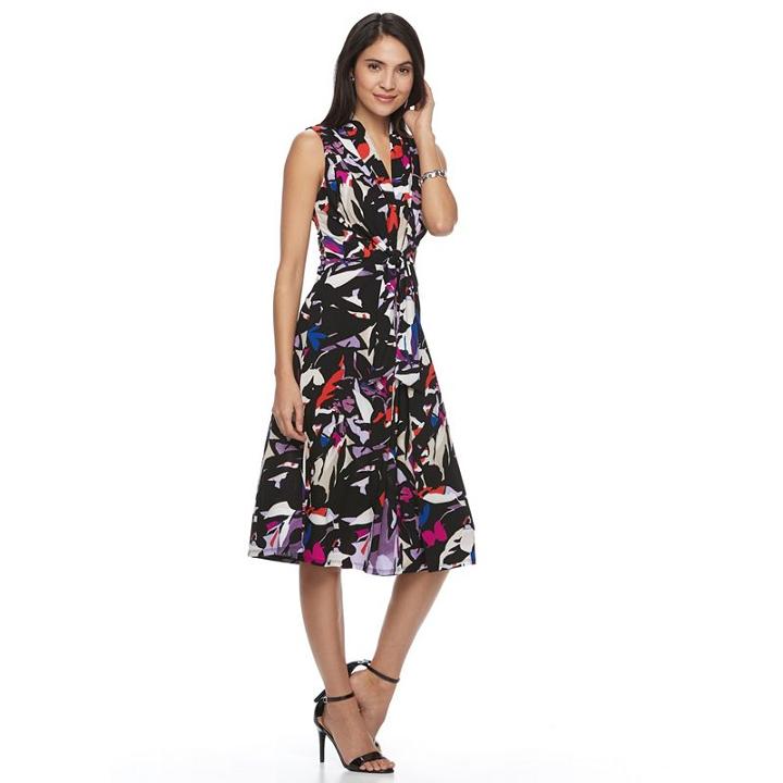 Women's Dana Buchman Crepe Fit & Flare Dress, Size: Large, Med Blue