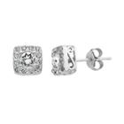 Diamond Splendor Crystal & Diamond Accent Sterling Silver Square Halo Stud Earrings, Women's, White