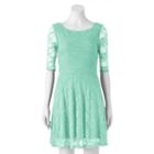 Juniors' Wrapper Floral Lace Skater Dress, Teens, Size: Medium, Green Oth