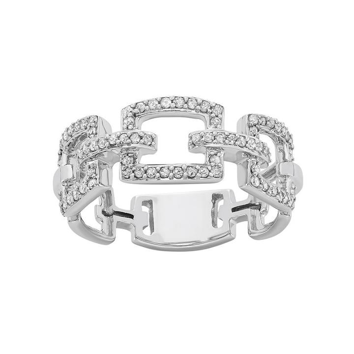 1/3 Carat T.w. Diamond 10k White Gold Chain-link Ring, Women's, Size: 8