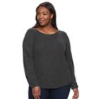 Plus Size Croft & Barrow&reg; Textured-stitch Sweater, Women's, Size: 3xl, Dark Grey