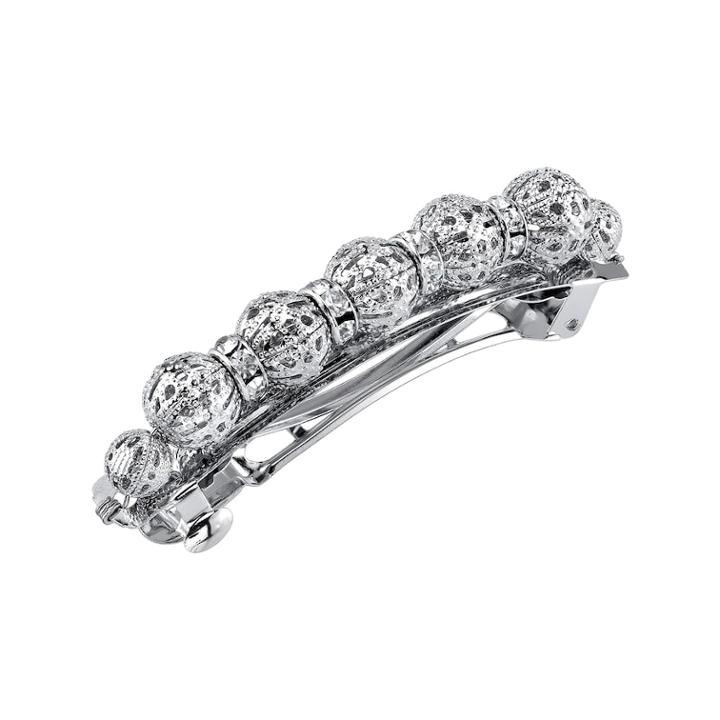 1928 Openwork Beaded Barrette Hair Clip, Women's, Grey