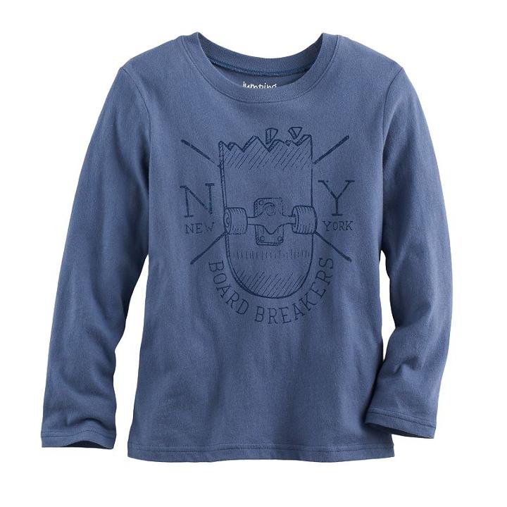 Boys 4-10 Jumping Beans&reg; Long Sleeve Softest Graphic Tee, Size: 7, Dark Blue