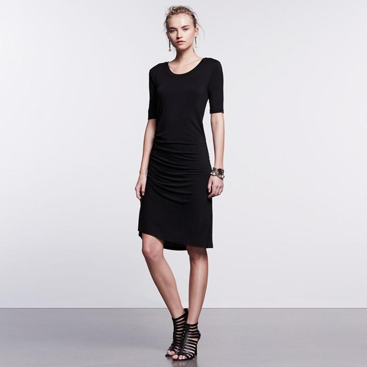 Women's Simply Vera Vera Wang Simply Noir Ruched T-shirt Dress, Size: Small, Black