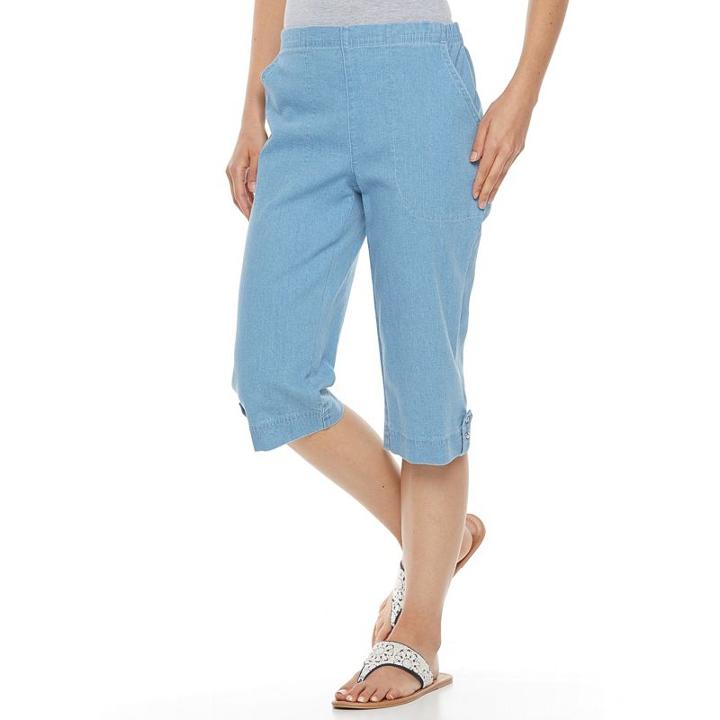 Petite Croft & Barrow&reg; Button-tab Capris, Women's, Size: 14 Petite, Med Blue