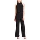 Women's Chaps Sequin-trim Jersey Jumpsuit, Size: 8, Black