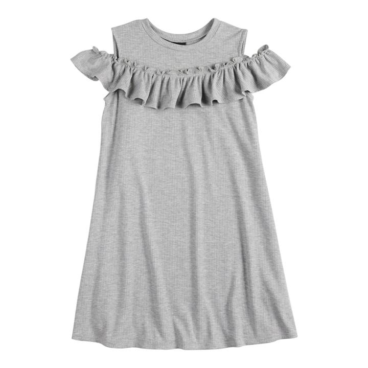 Girls 7-16 Fire Cold Shoulder Ruffled Shirt Dress, Size: Xl, Grey
