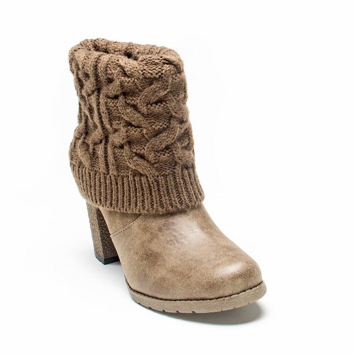 Muk Luks Chris Women's Sweater Cuff Ankle Boots, Girl's, Size: 10, Lt Brown